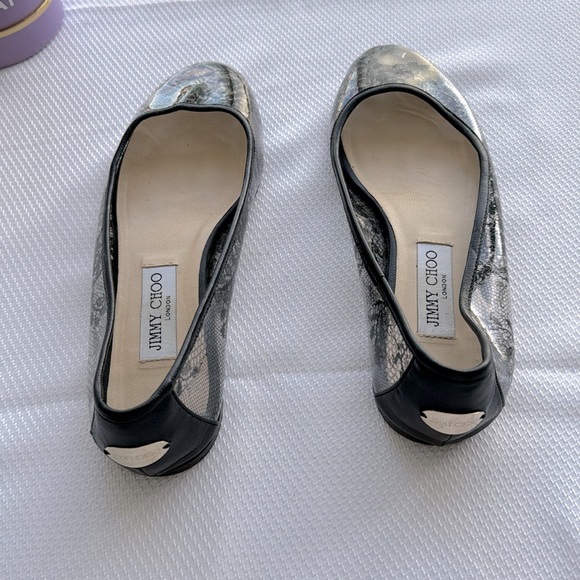 Jimmy choo black lace print ballet flats size 39.5 - Picture 5 of 7
